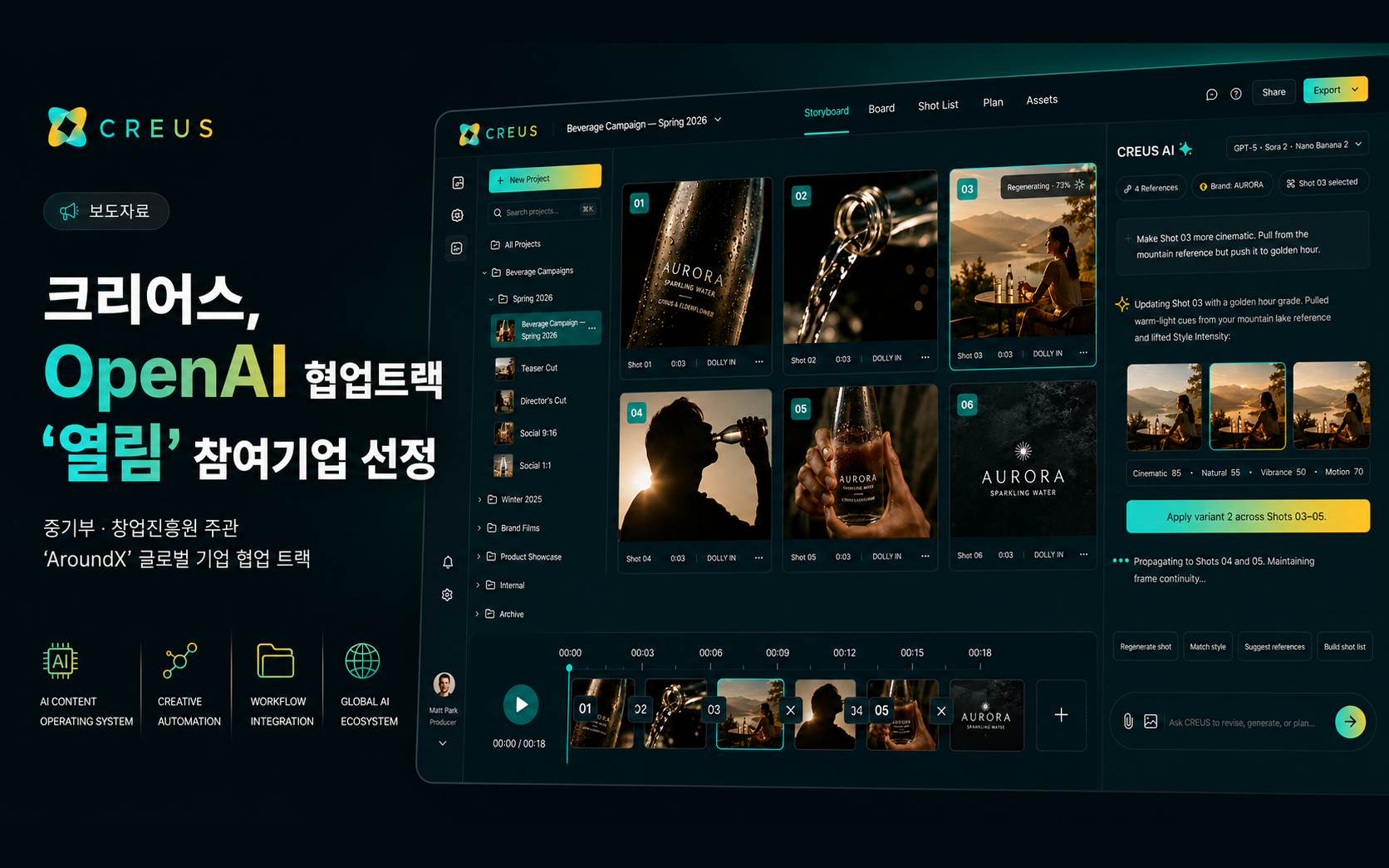 AI 콘텐츠 OS '크리어스', 오픈AI 협업 트랙 '열림' 프로그램 선정